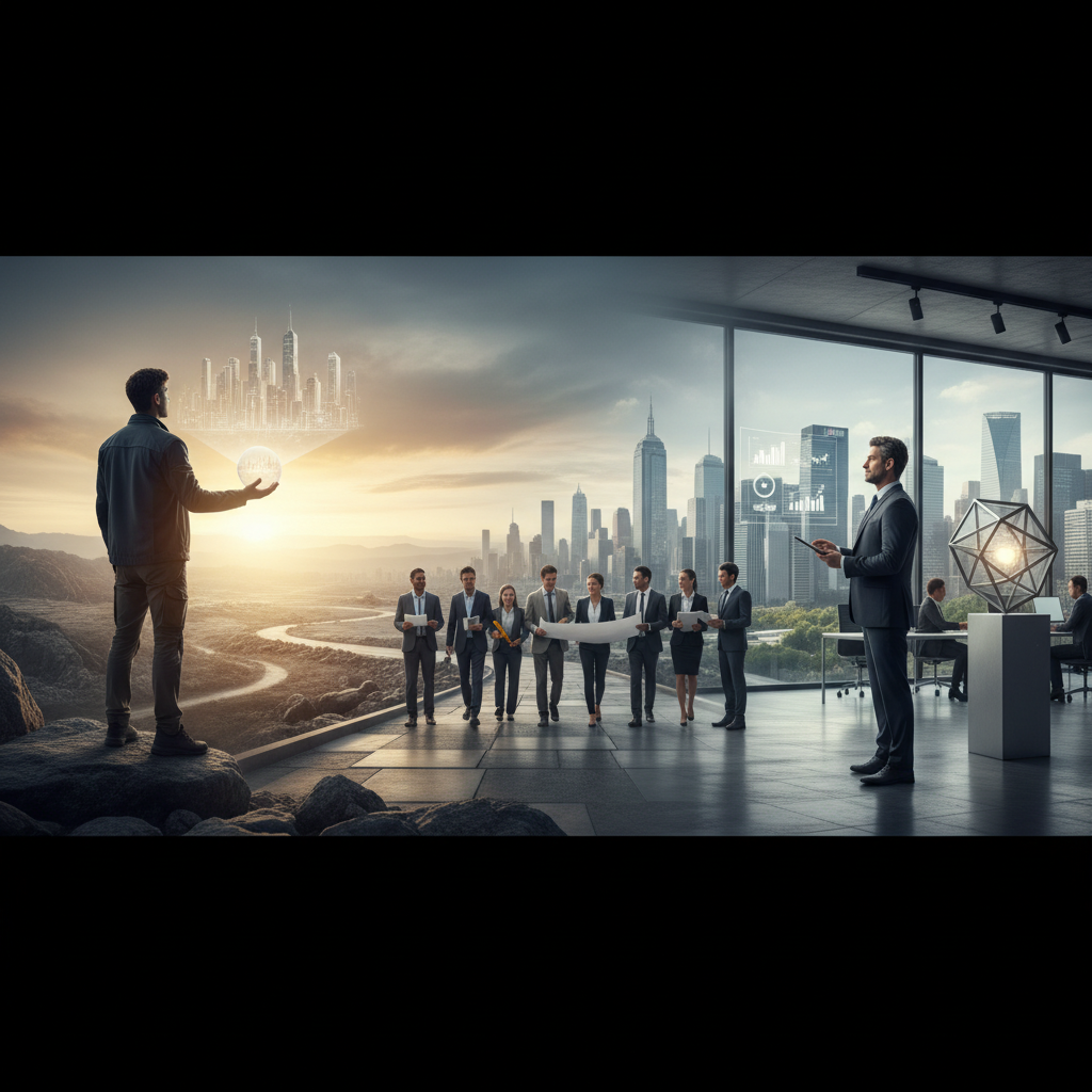 The Entrepreneurial Evolution: From Vision to Execution – illustration for Entrepreneur vs Business Owner: Navigating the Entrepreneurial Evolution (2026 Guide)